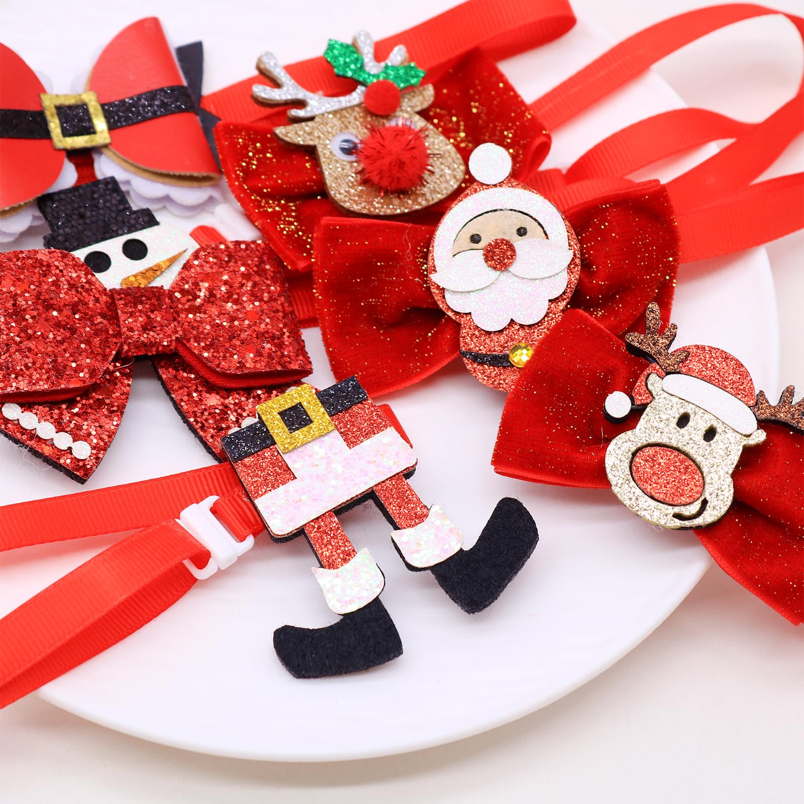 Senniea red series bows offer durable holiday wear for small dogs