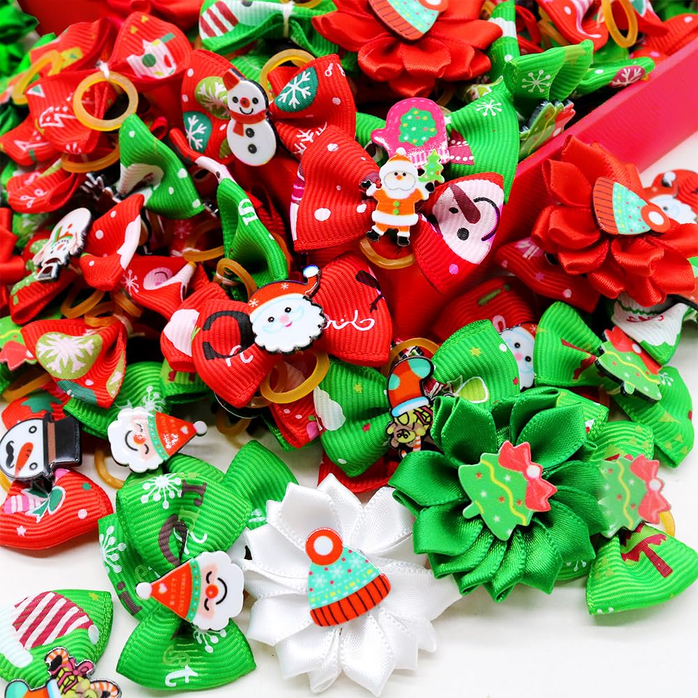 Senniea flower patch bow highlighting cute holiday accents for small dogs.