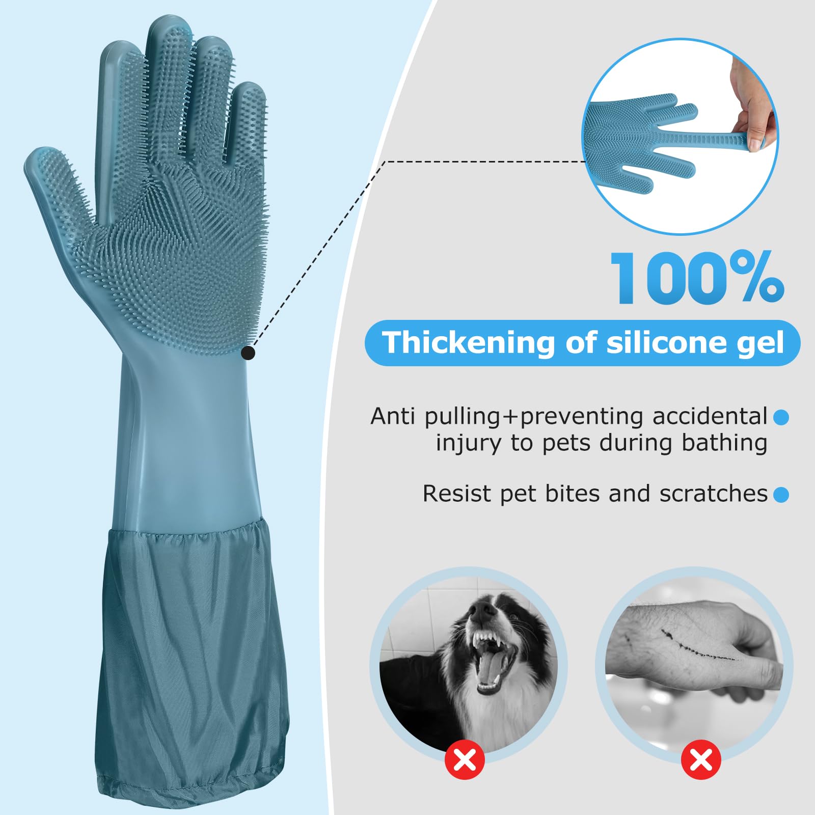 Senquoyn dog washing gloves deshedding-dry-use removes loose fur quickly.