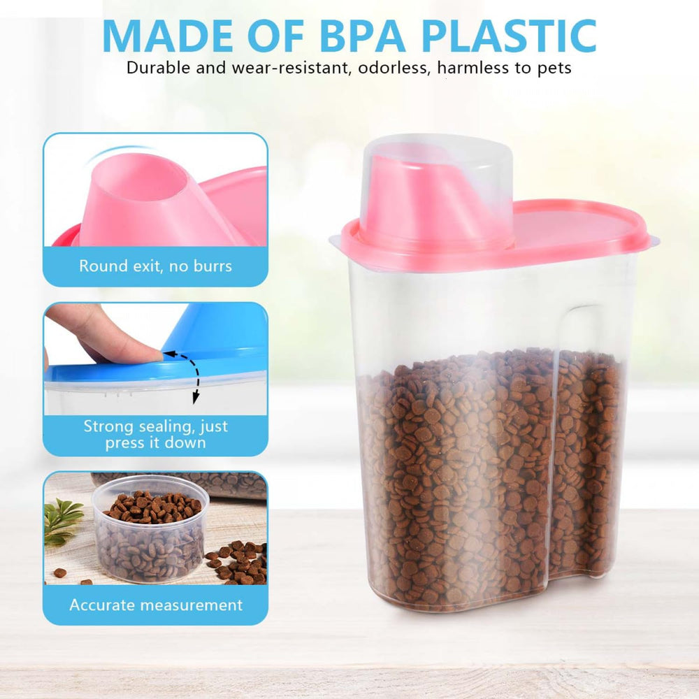 SenseYo container blue includes measuring cup for precise pet portions.