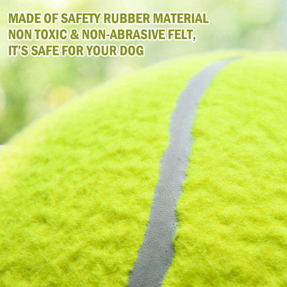 SenseYo Pomeat bright colored giant tennis ball in use outdoors