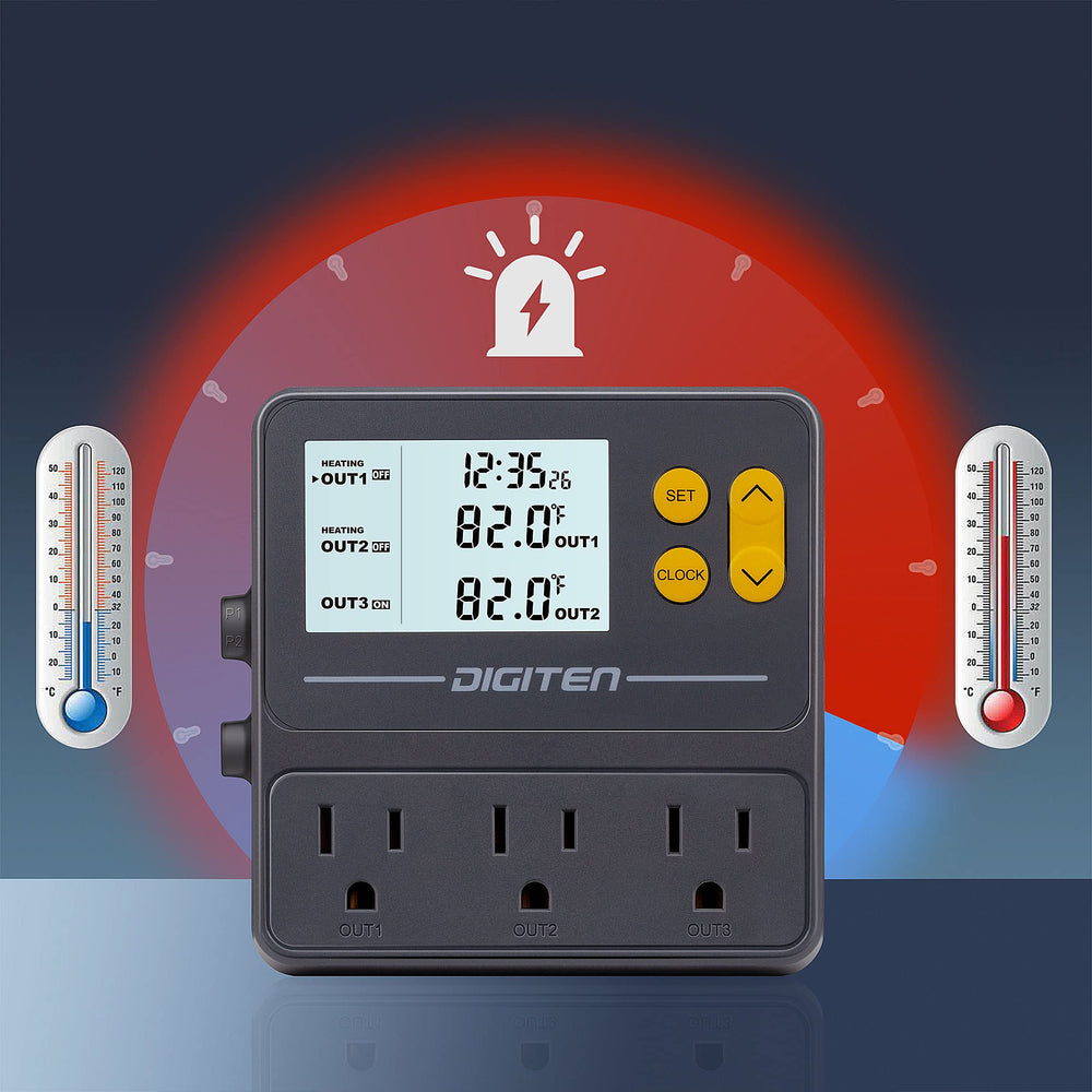 SENSTREE reptile thermostat dual probes enable two-zone temperature control.