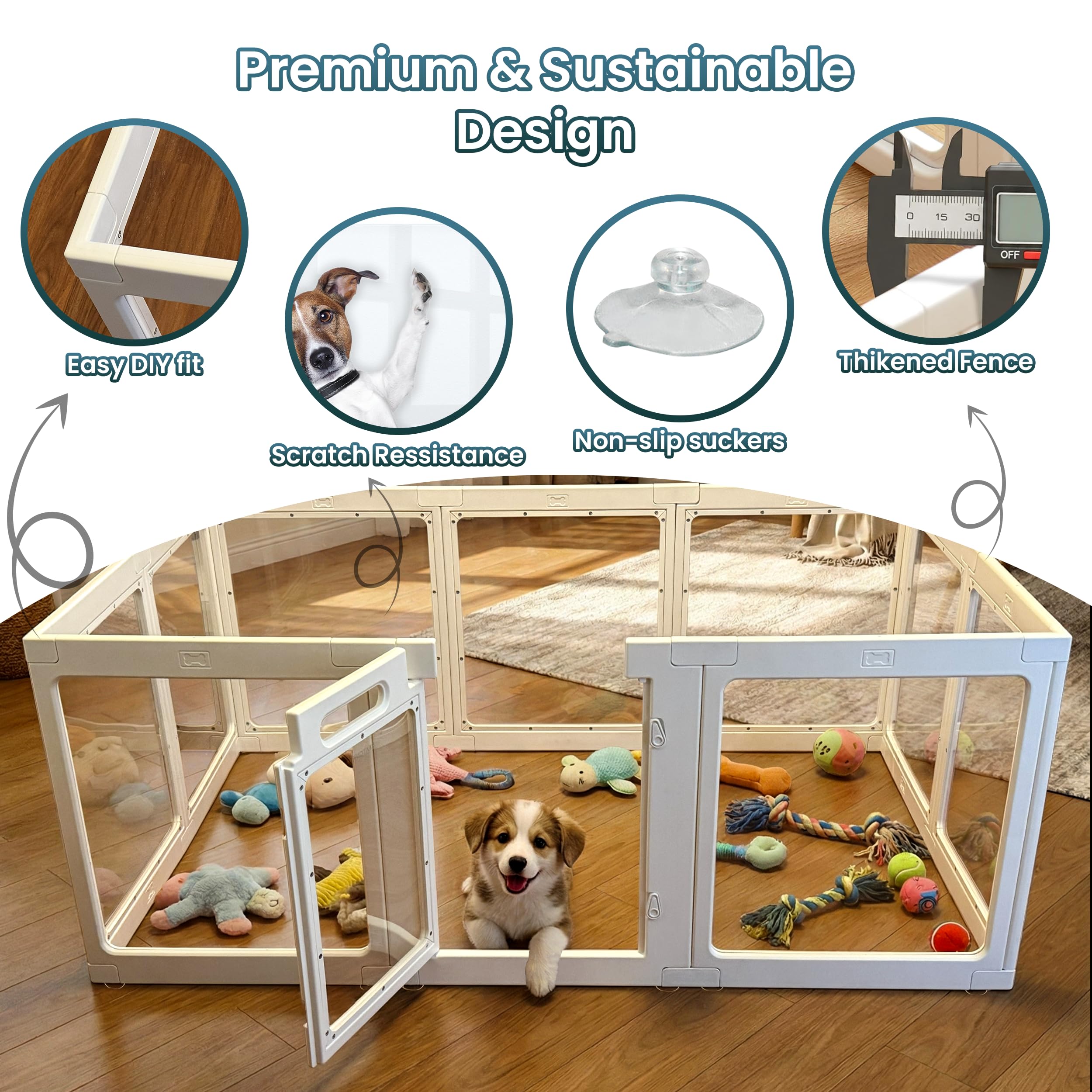 SENTORYY reinforced connectors highlight sturdy assembly for active puppies and curious cats.