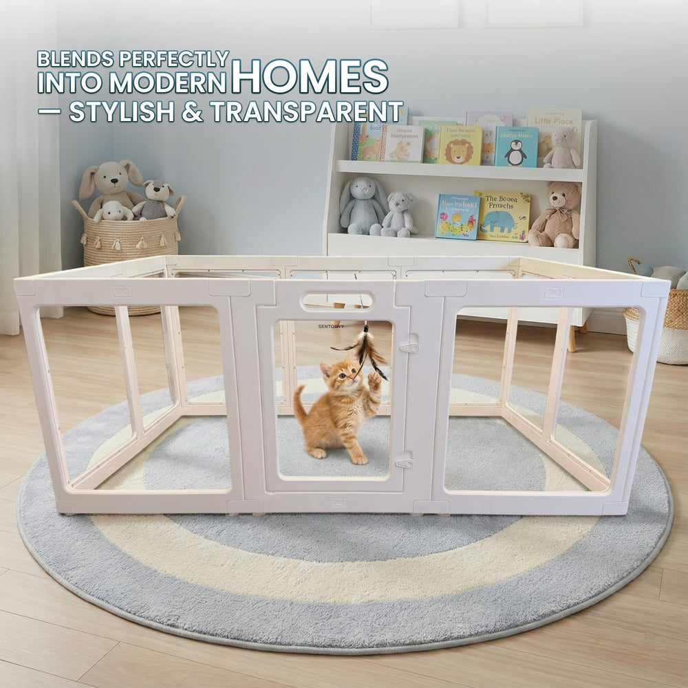 SENTORYY safety lock door closeup demonstrates secure enclosure for small and medium pets.
