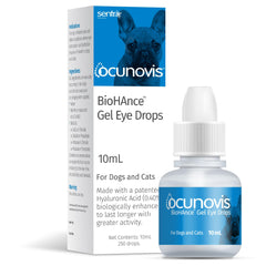 Sentrx Ocunovis eye drops bottle for pets with long-lasting lubrication