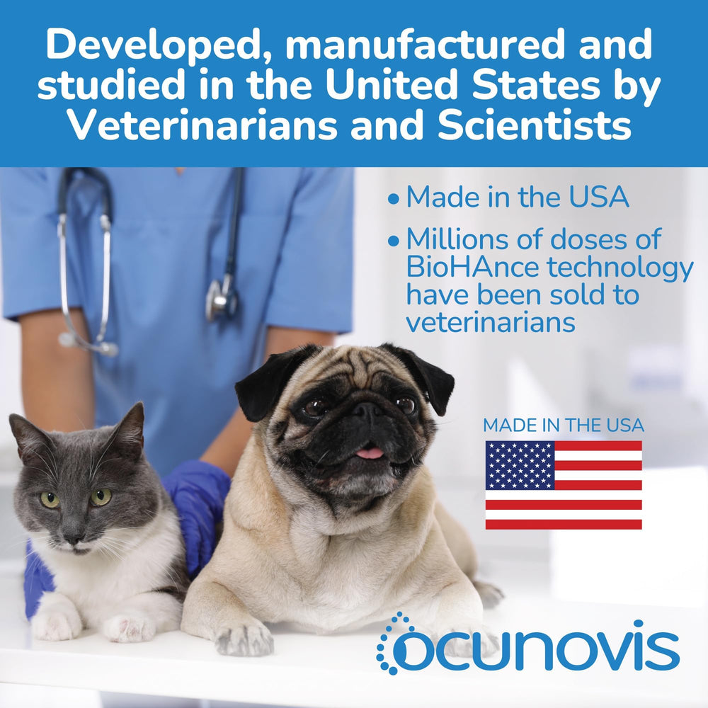 Sentrx Ocunovis pets-eye-care-focused formula maintains moisture between blinks.