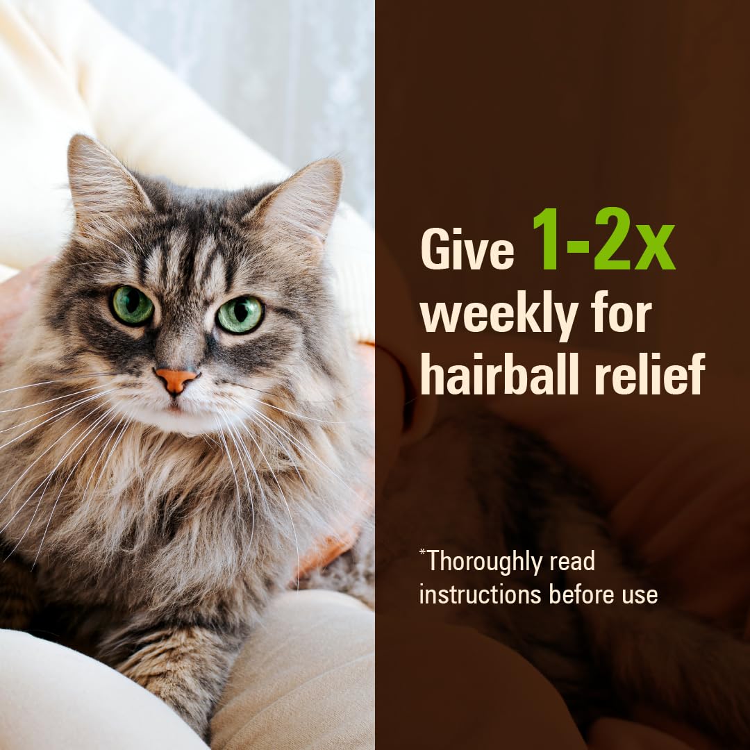Sentry Hairball Relief label malt flavor emphasizes cat hairball support.