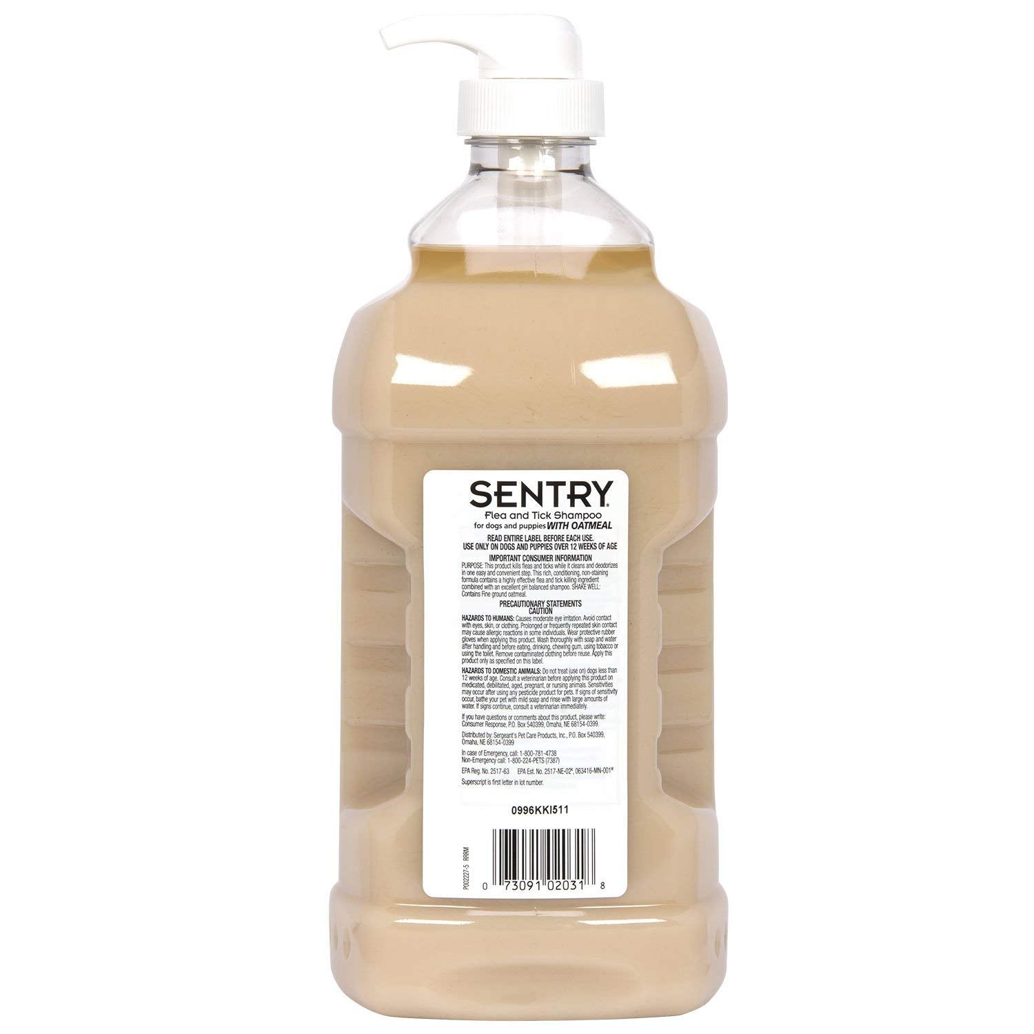 SENTRY oatmeal shampoo lather on a dog's coat demonstrates cleansing and deodorizing