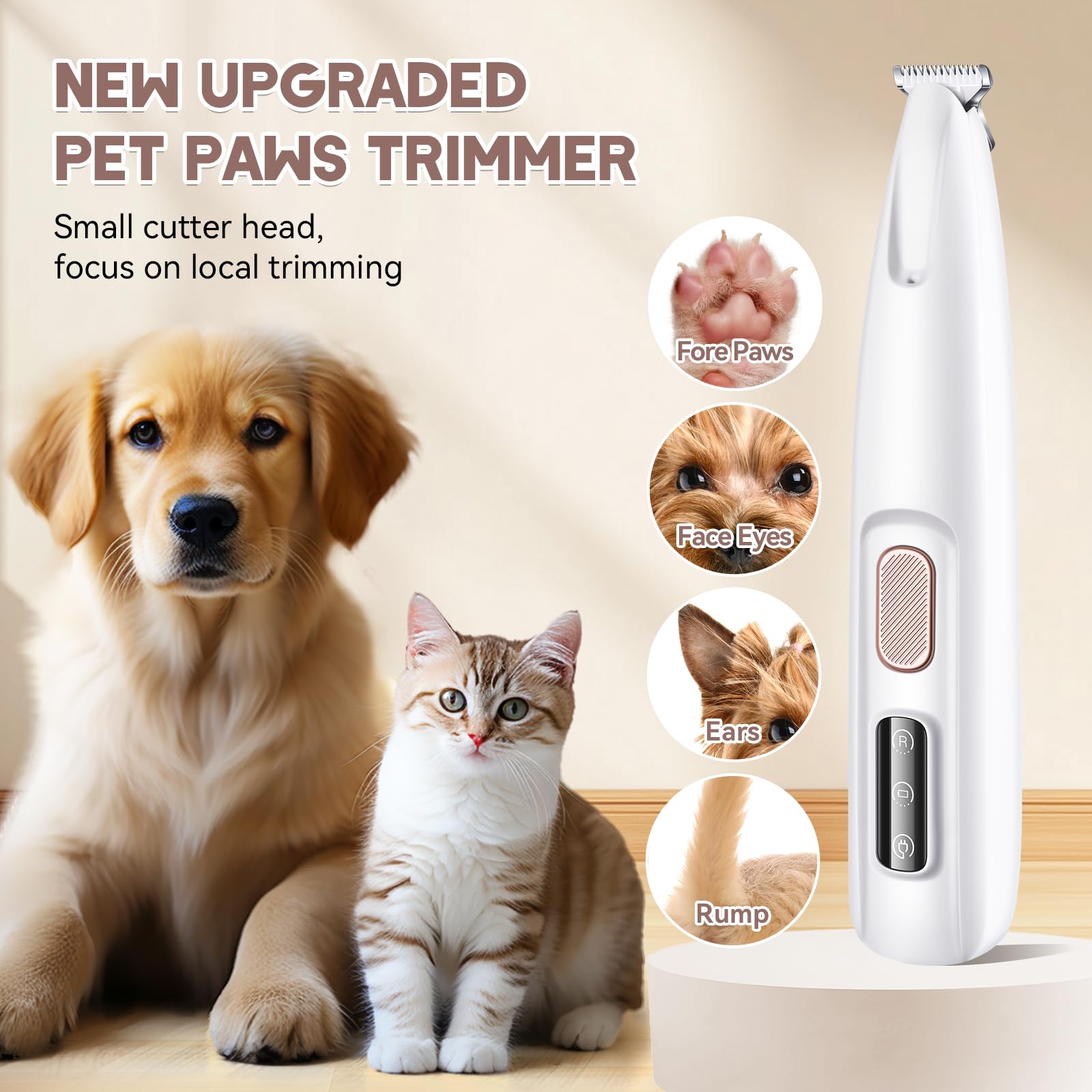 SEONEZU dog paw trimmer LED display shows charging status