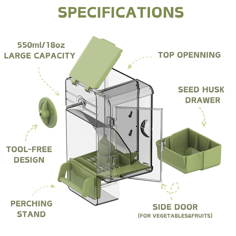 Septillar alimentador automático con compartimento de 550 ml para semillas.