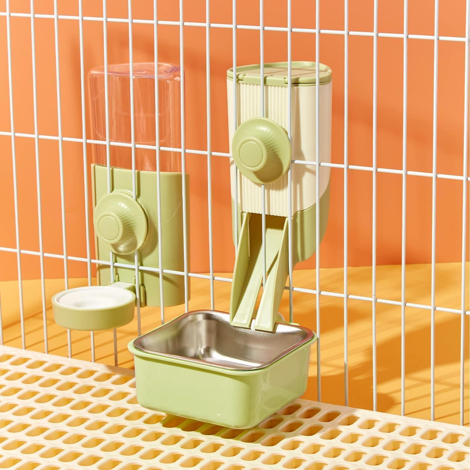 Septillar rabbit-water-bottle in-hutch view shows accessible hydration source