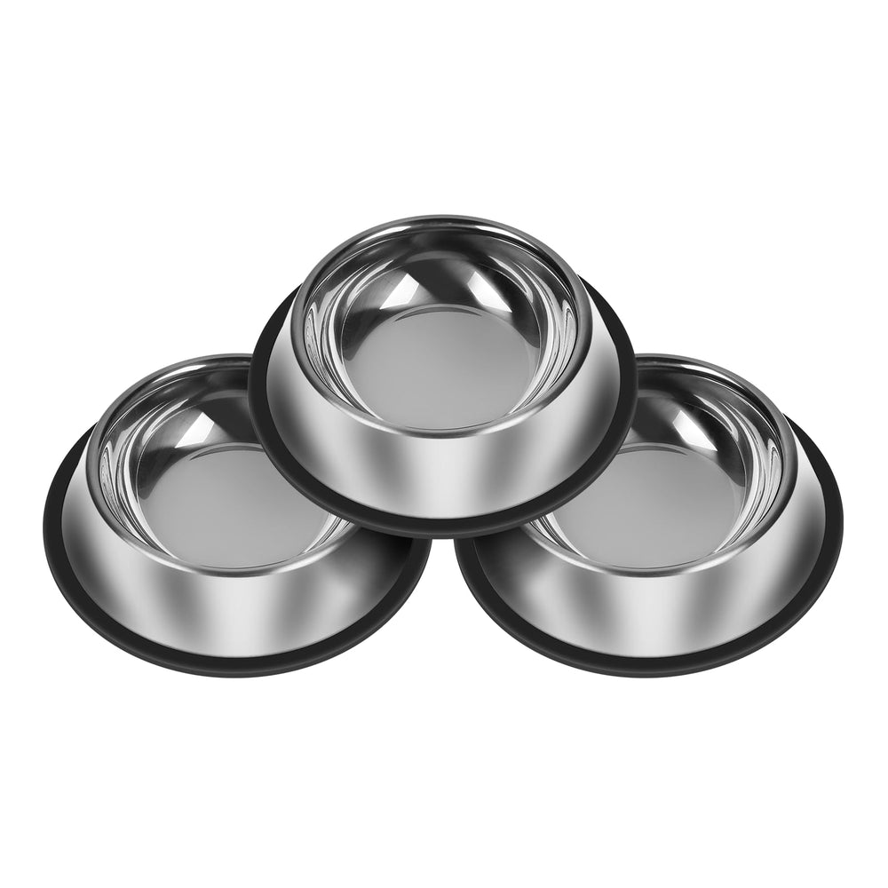 Serentive 3Pcs stainless steel dog bowls set with a mirror finish for durability and style.