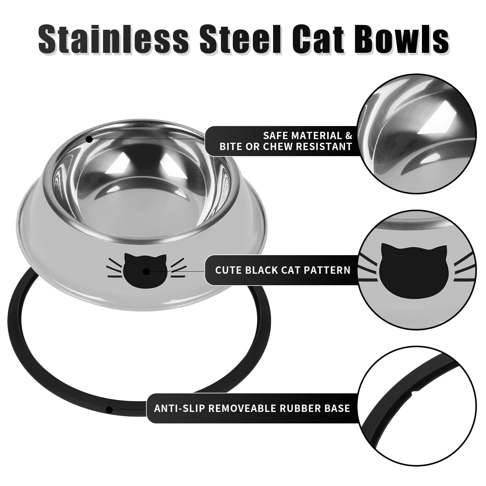 Serentive bowls feature removable rubber base for easy cleaning.