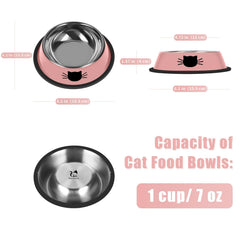 Serentive cat bowls with removable rubber base prevent tipping during meals.