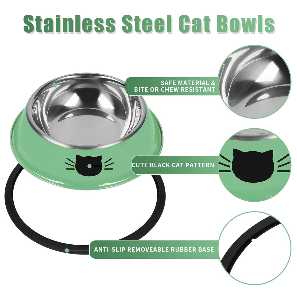 Serentive cat bowls with removable rubber base prevent tipping and protect floors.
