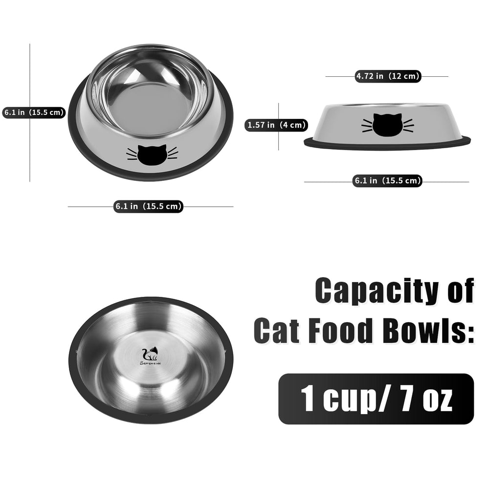Serentive stainless-steel cat bowls demonstrate durability for playful pets.