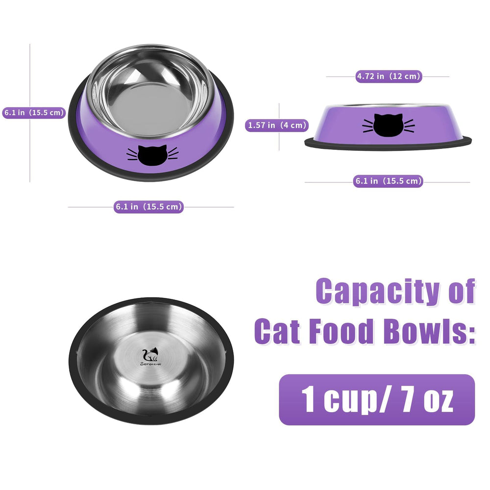 Serentive unbreakable stainless steel cat bowls closeup highlight durability