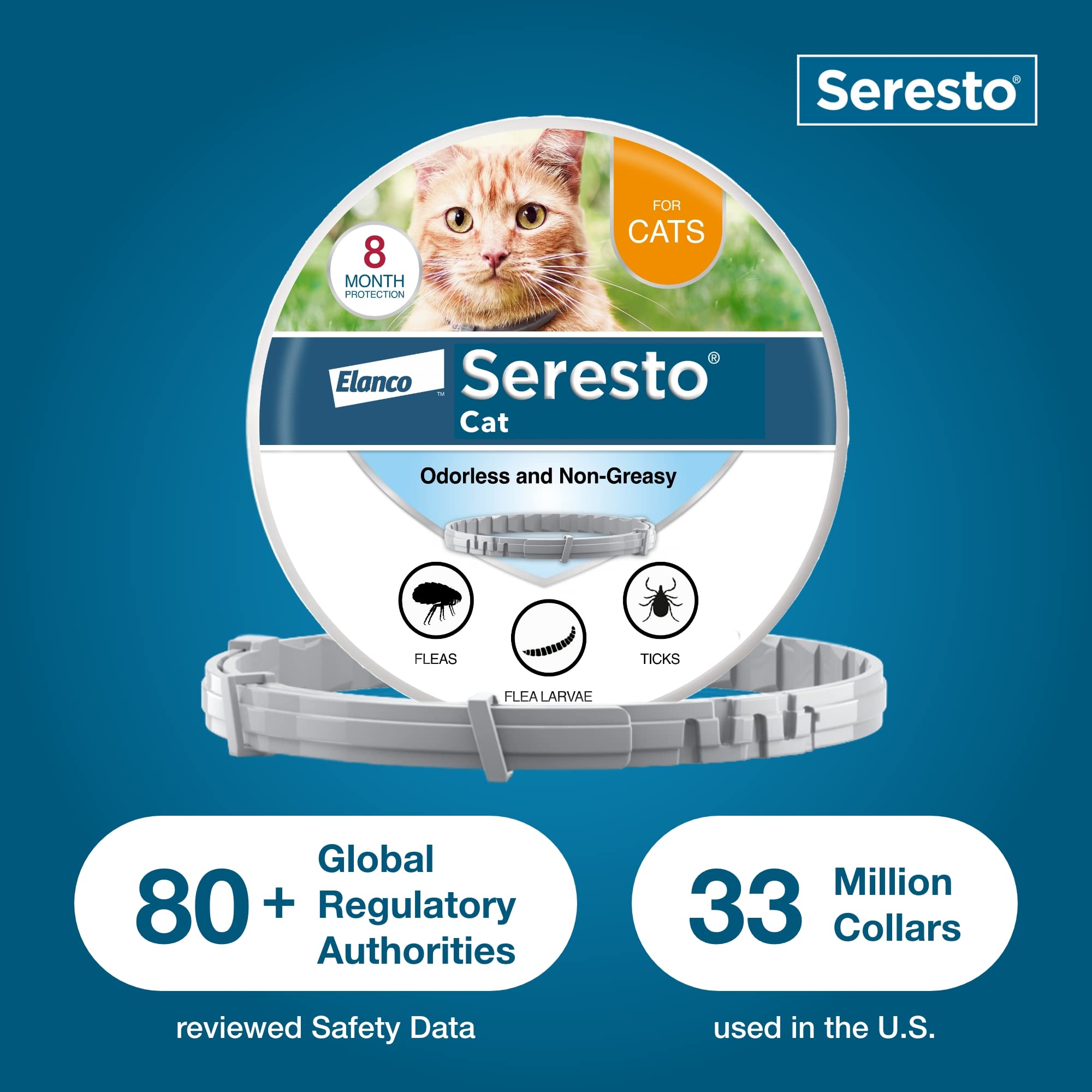 Veterinarian-recommended Seresto Cat collar on clinic display.
