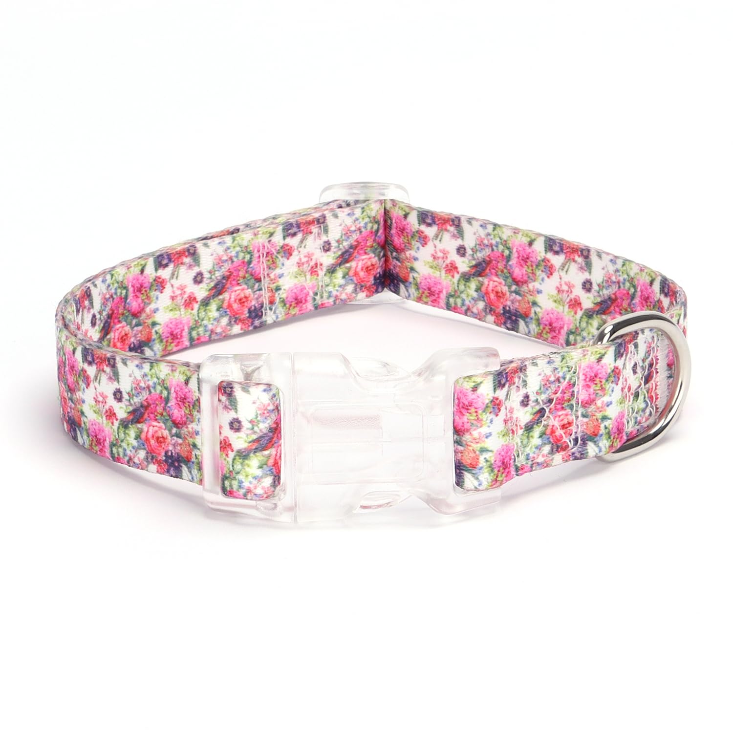 Serijoars peony floral buckle collar with quick-release for easy on/off