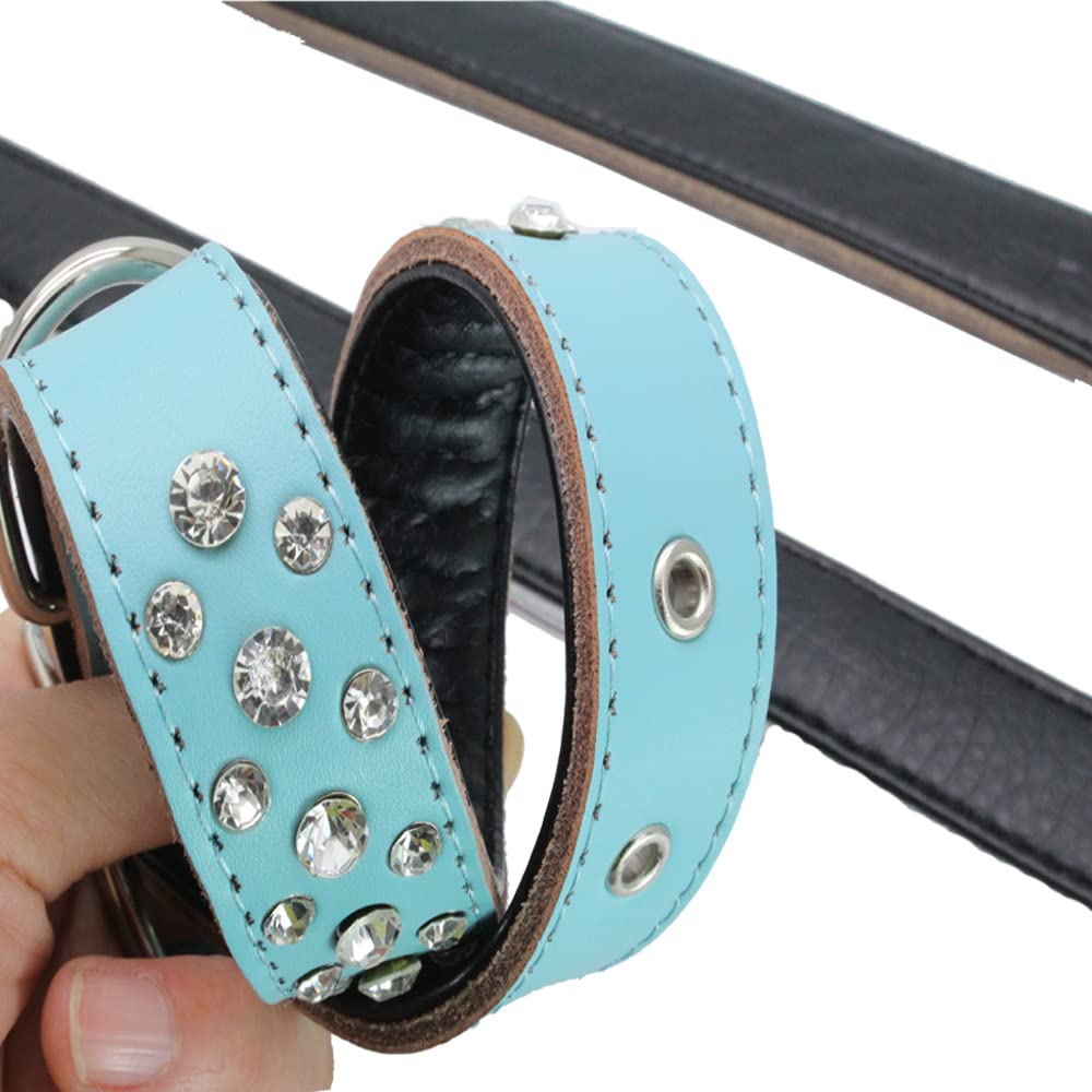 Serijoars rhinestone dog collar green worn on dog showcases adjustable comfort.