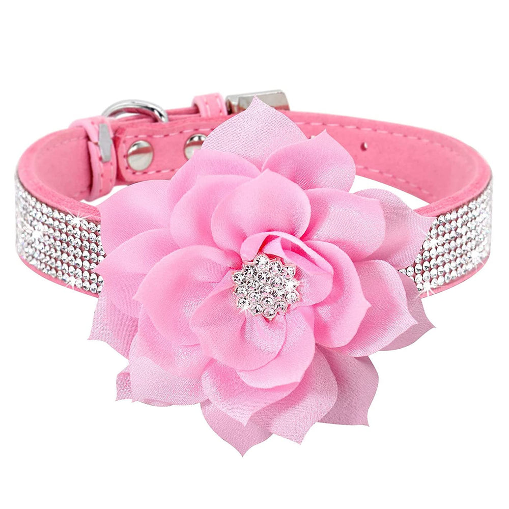 Serijoars rhinestone dog collar pink closeup highlight sparkling style for festive outings.