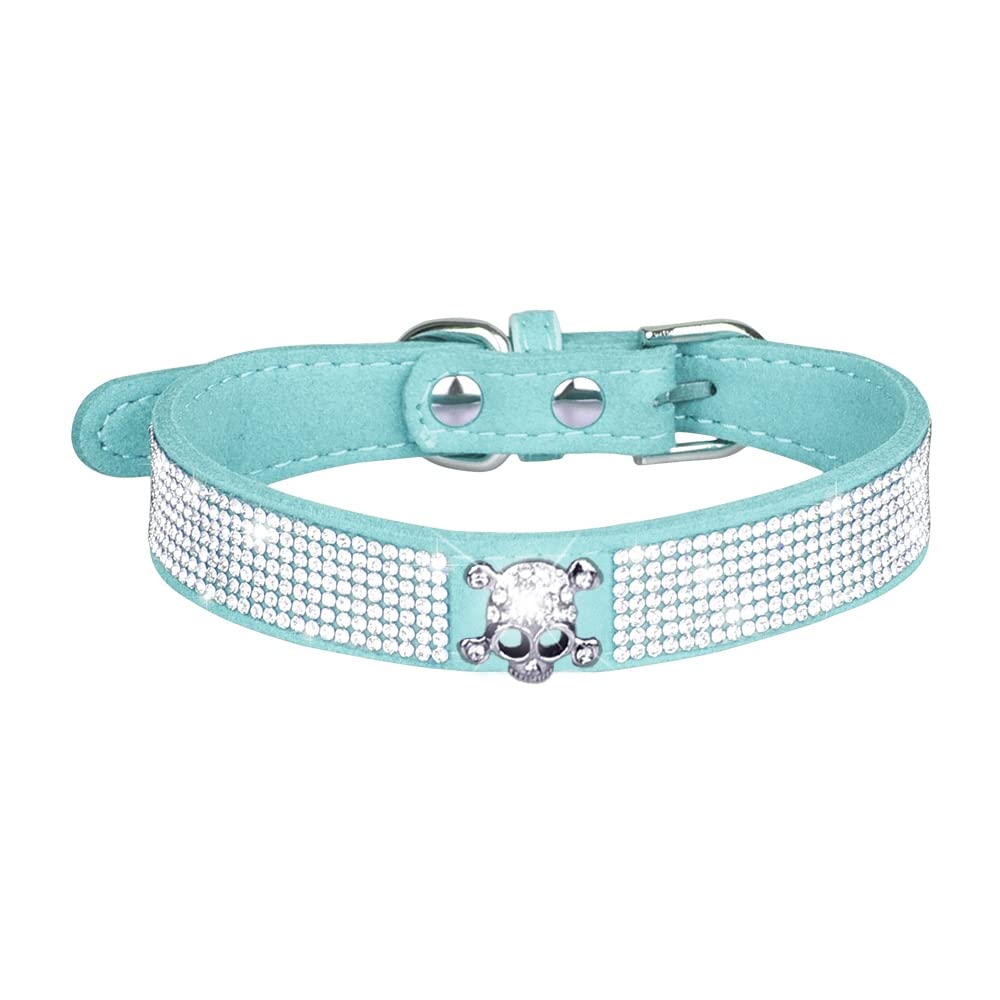 Serijoars small dog collar rhinestone crystal light blue adds sparkle for everyday walks and photo moments