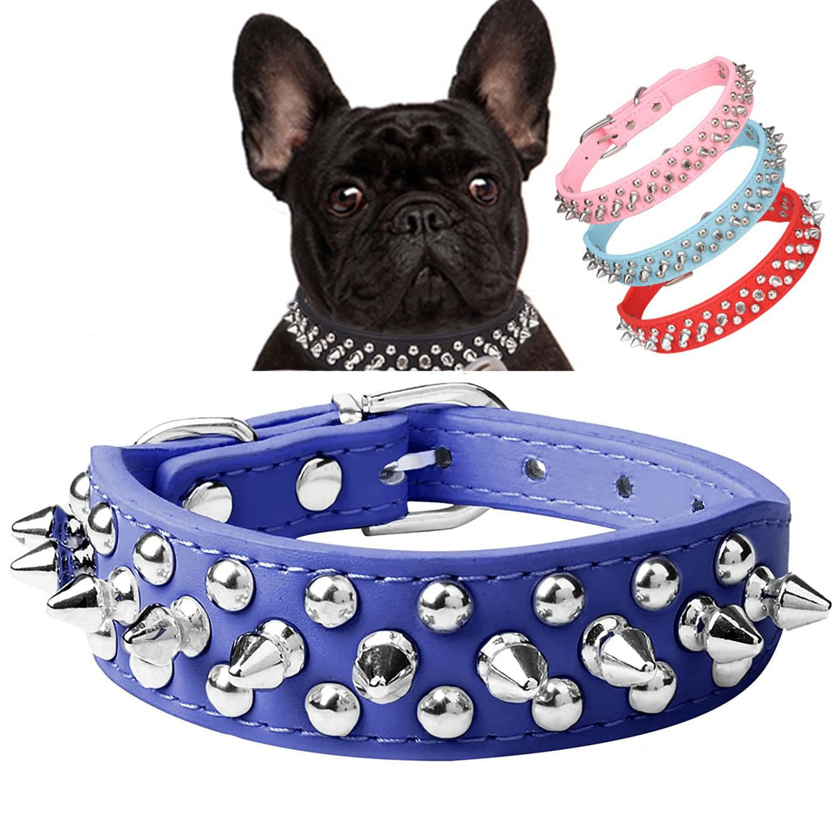 Serijoars spiked dog collar with mushroom rivets for durable protection and bold style.
