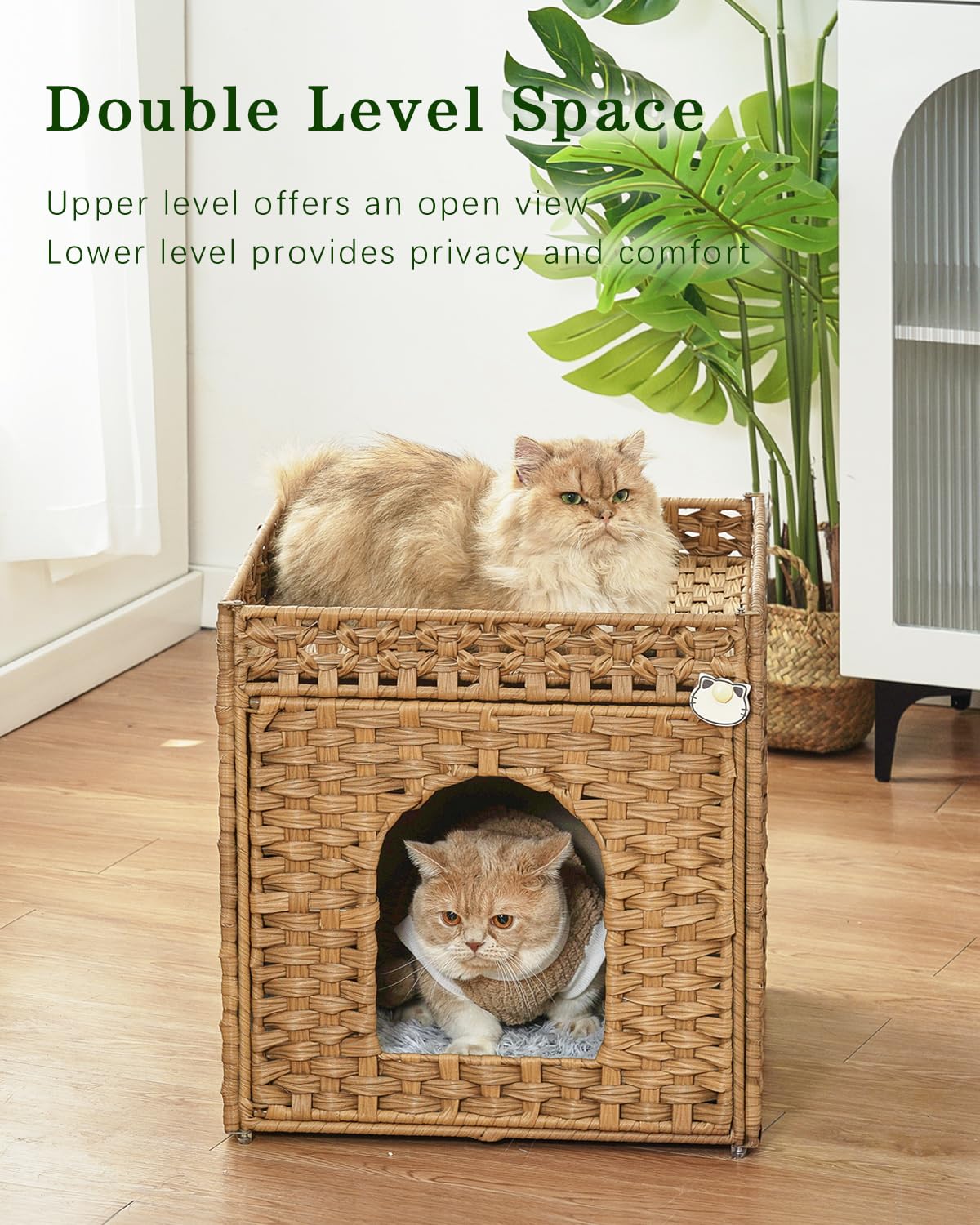SETVSON cat bed double cave side view, cozy privacy for cats.