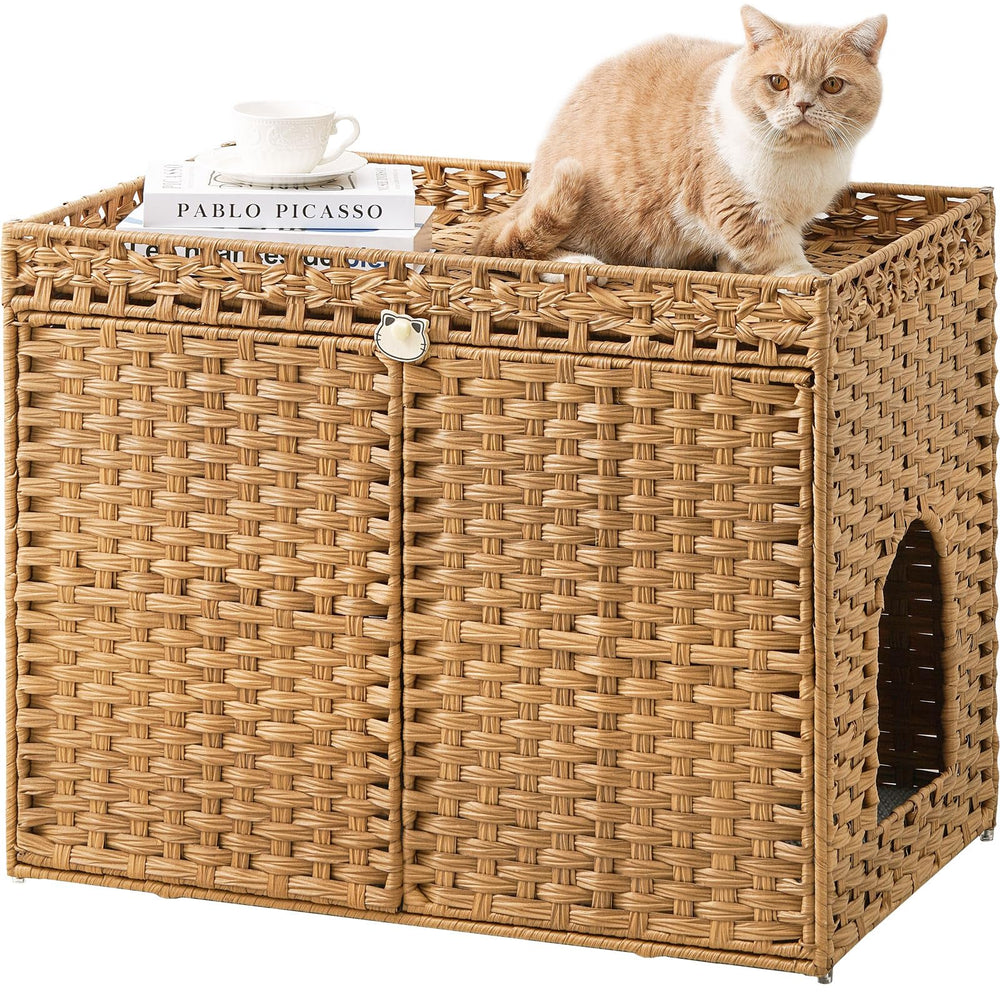 SETVSON cat litter box enclosure front view shows discreet hideaway with ample interior space