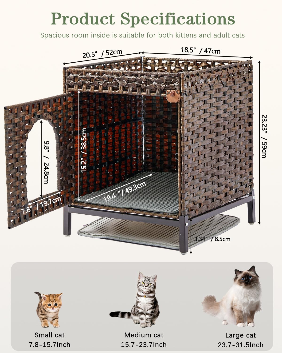 SETVSON cat litter box enclosure rattan texture emphasizes elegant decor and privacy