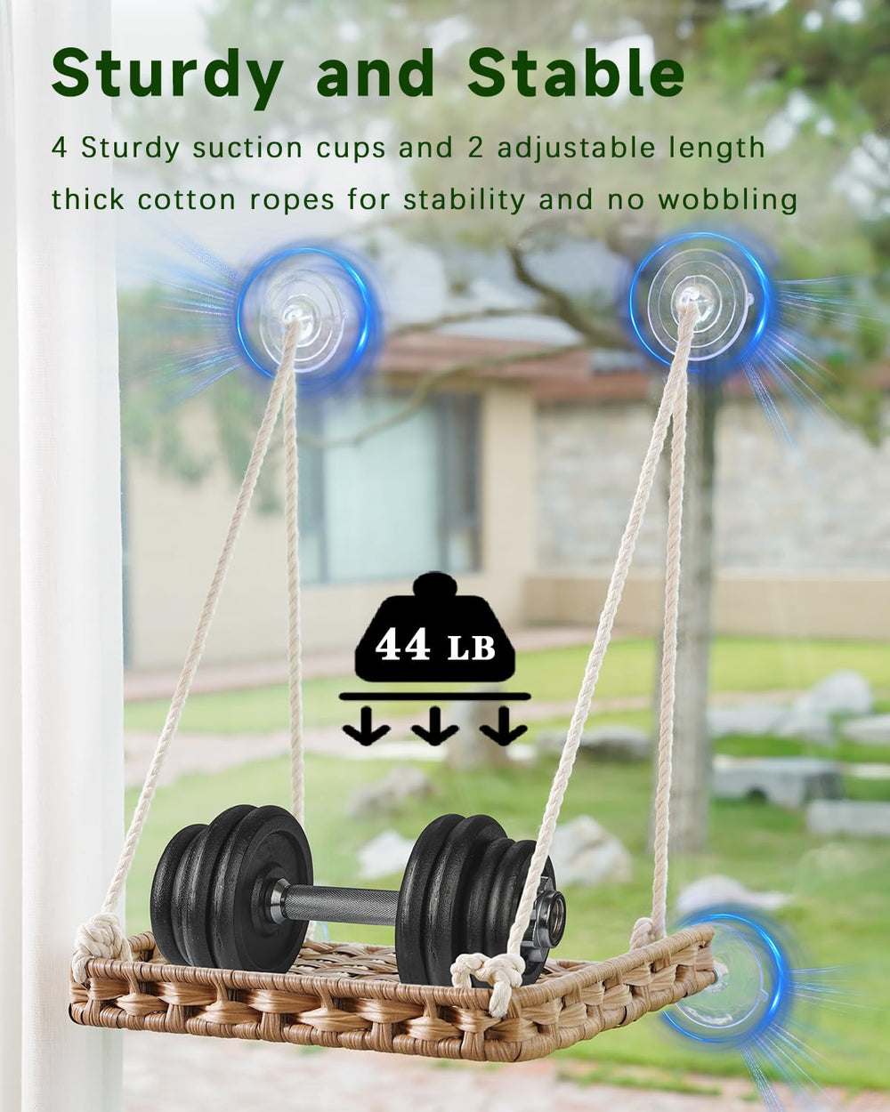 SETVSON cat window perch handwoven PE rattan weave provides breathable comfort for indoor lounging.