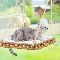 SETVSON cat window perch sturdy frame keeps cats secure while they watch outside.