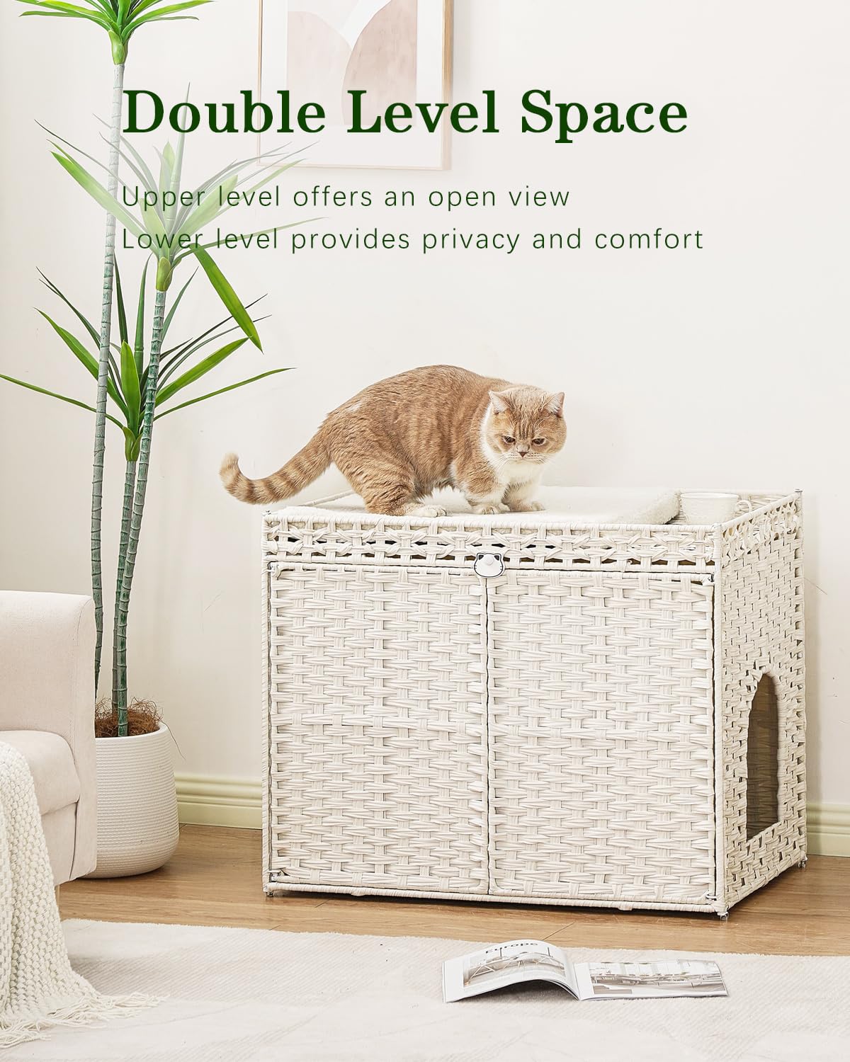 SETVSON handwoven rattan hideaway highlights private space for litter box