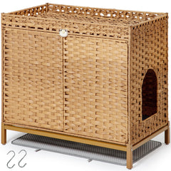 SETVSON hidden rattan litter box front view with odor control concept