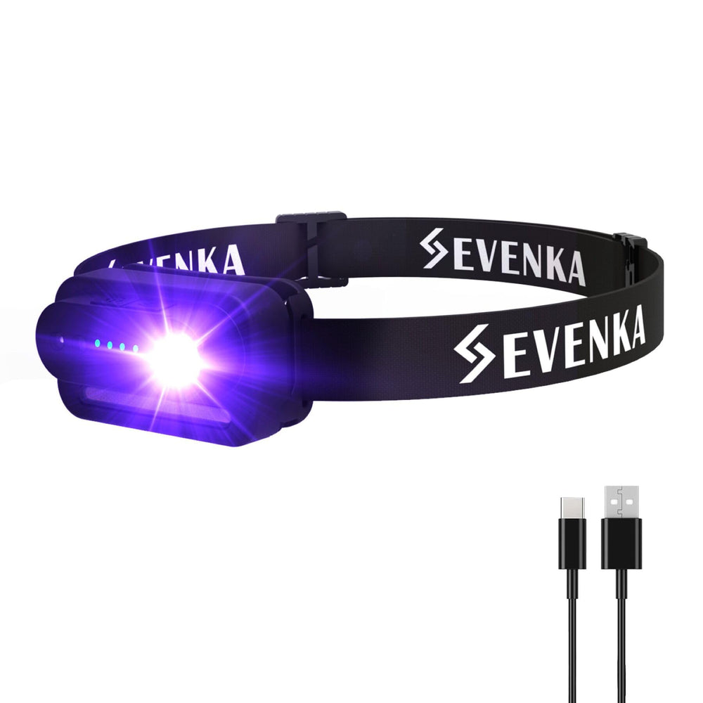 SEVENKA 2in1 UV headlamp front view for portable stain detection.