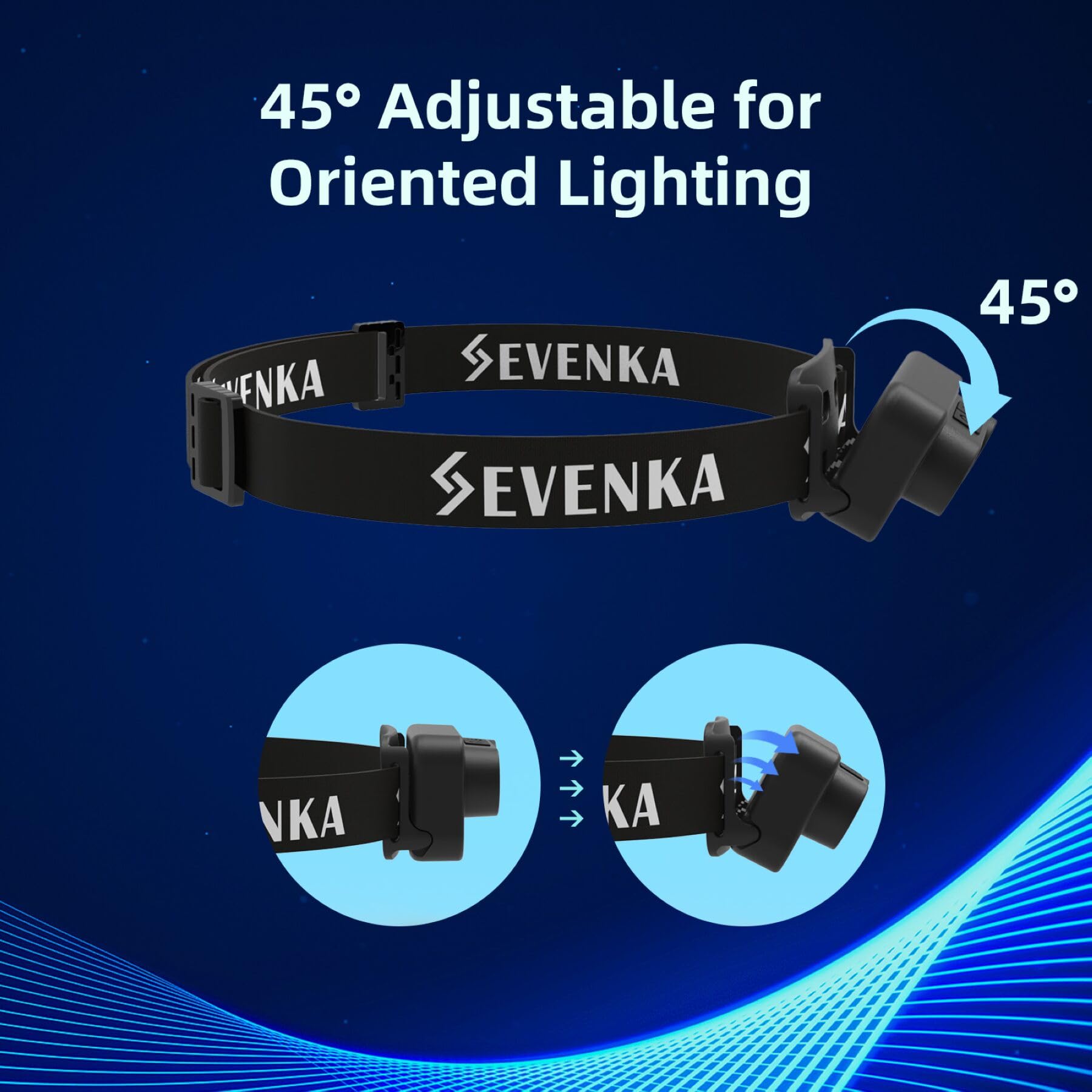 SEVENKA water-resistant and durable headlamp for outdoor use.