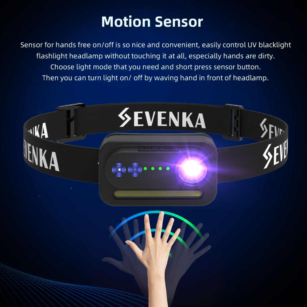 SEVENKA headlamp 45-degree tilt supports precise beam alignment.