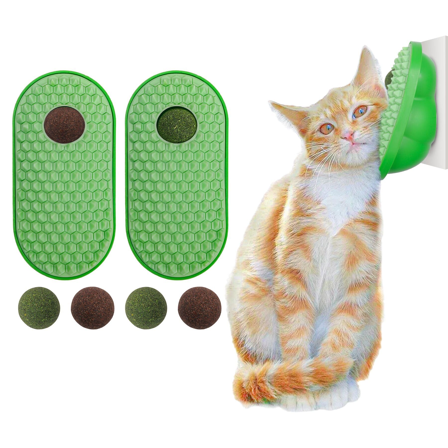 SEVENKA wall-attached self-grooming brush helps indoor cats reach relaxing grooming.