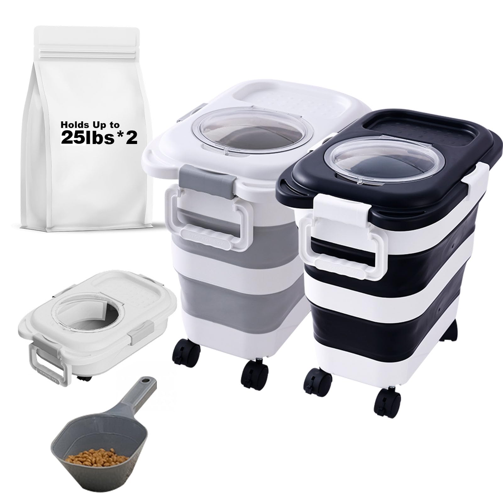 SEWIU 2-pack dog food storage with tight seal for fresher kibble.