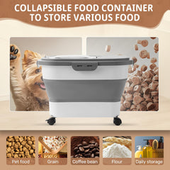 SEWIU collapsible dog food container demonstrates space saving design
