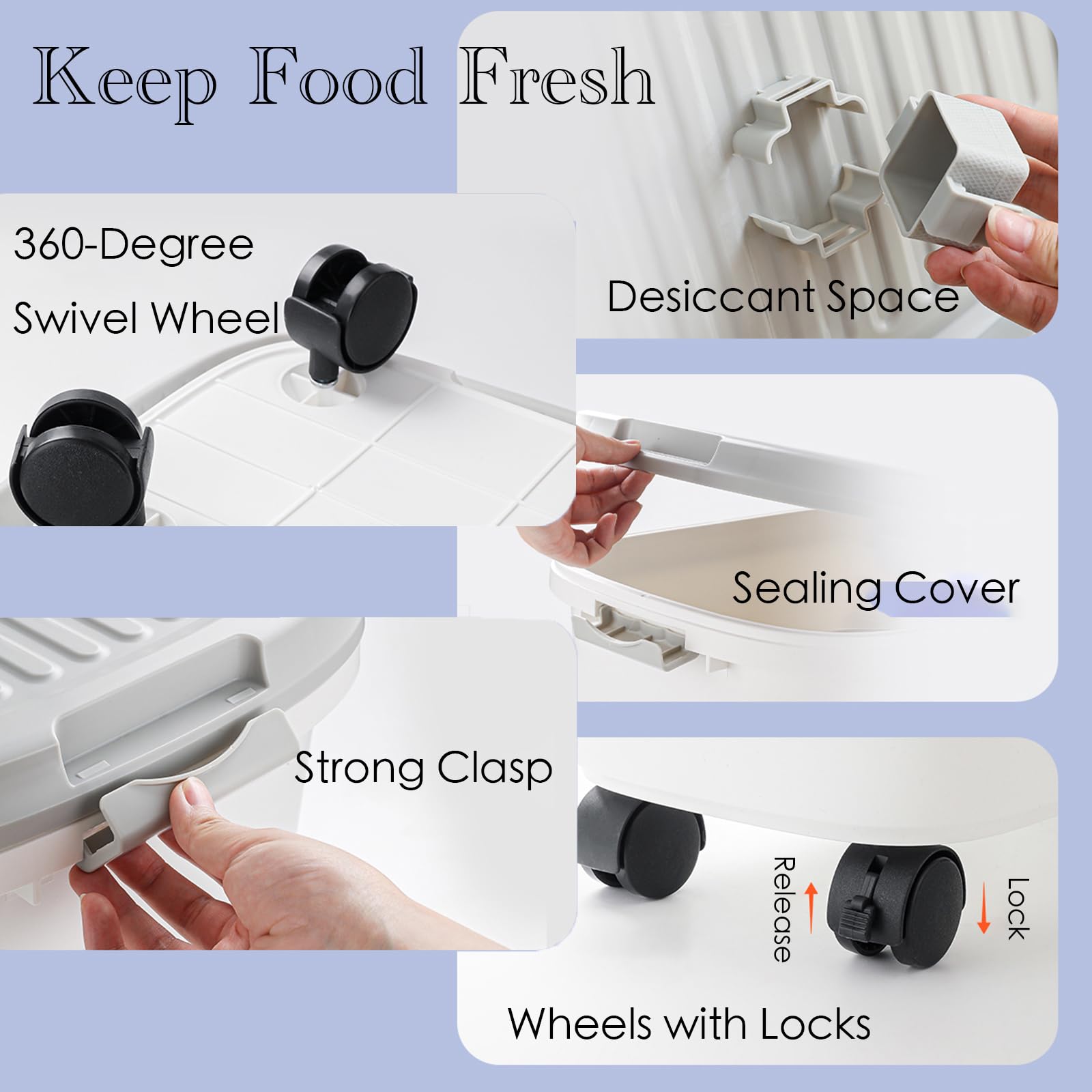 SEWIU portable storage container moves smoothly from kitchen to feeding area.