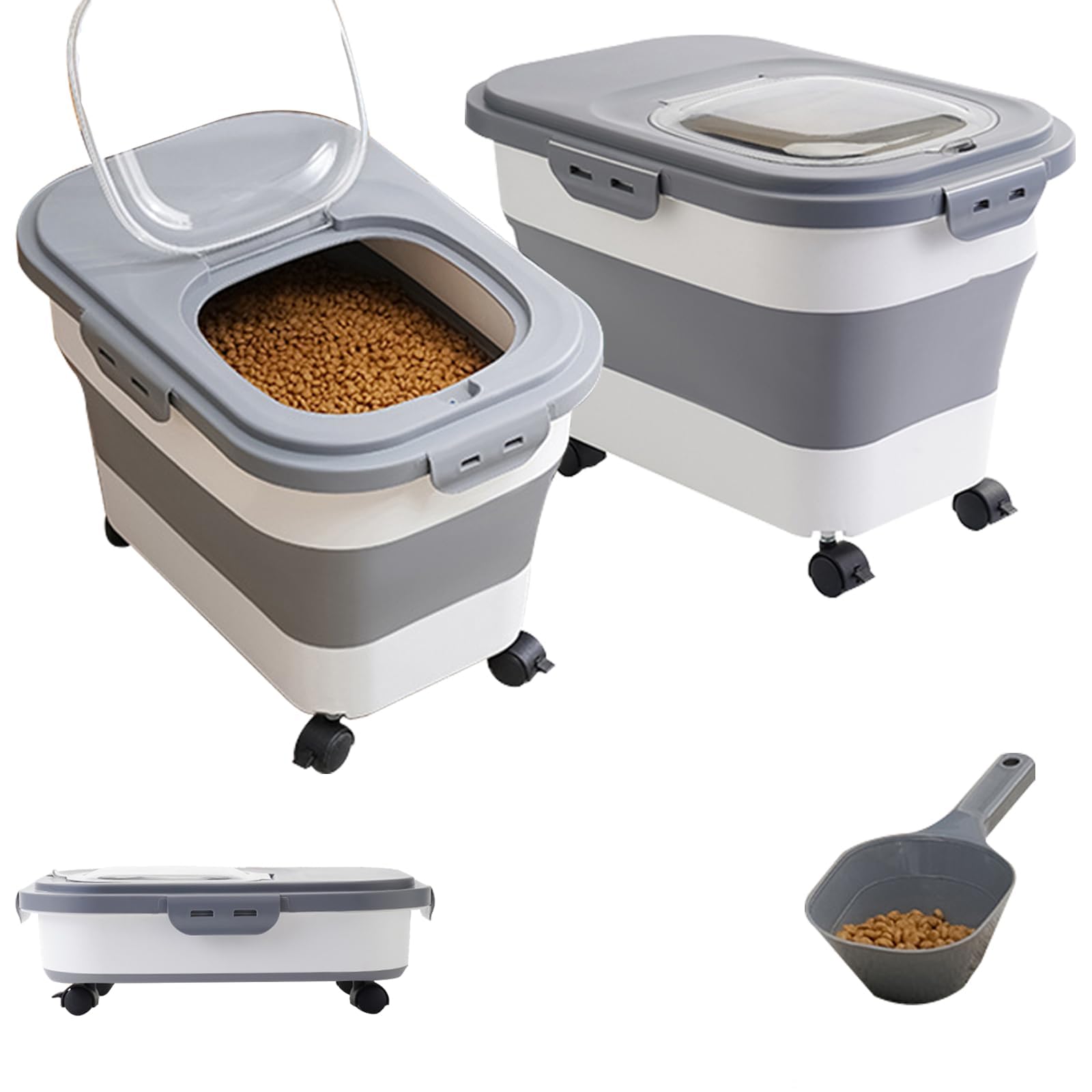 SEWIU movable pantry style dog food storage for easy access
