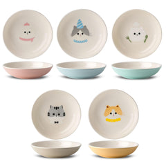 Seyatoo ceramic cat bowls set wide view shows whisker-friendly design for easy feeding.