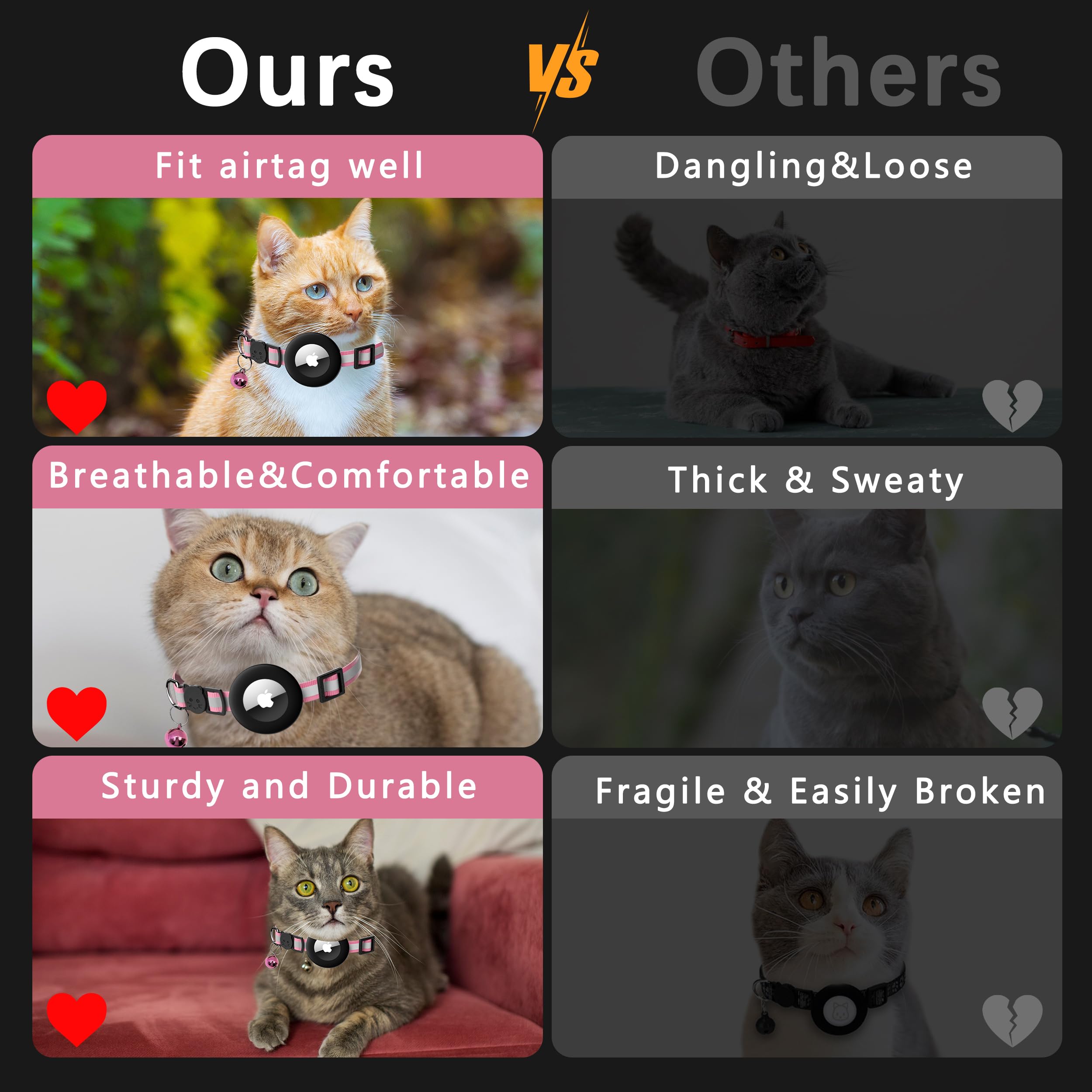 Seyezo pink adjustable collar fits a range of cat neck sizes.