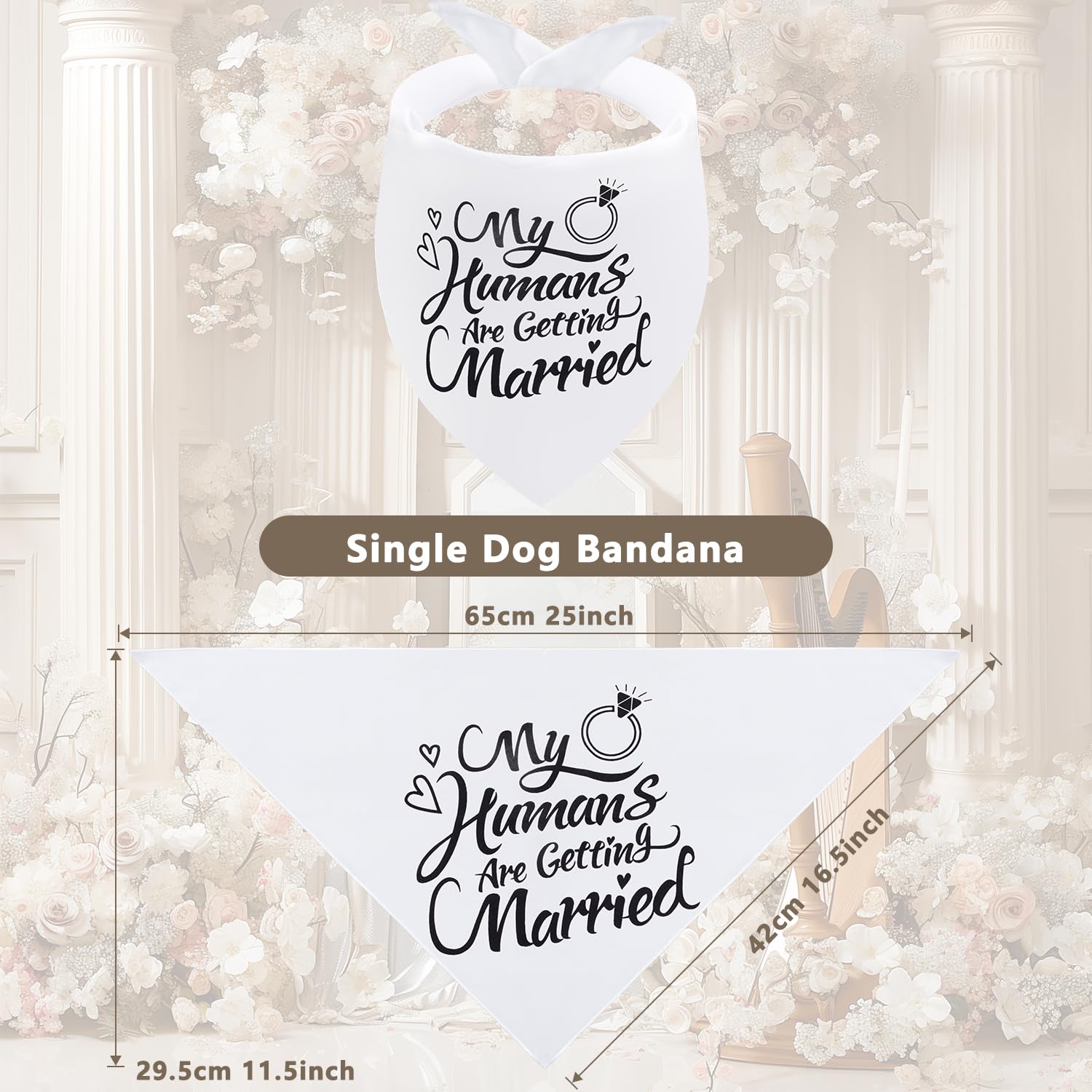 Seyezo dog bandana with 25in by 16.5in by 11.5in dimensions fits most dogs.
