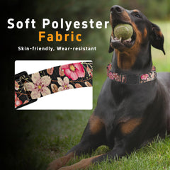 Seyezo dog collar red floral pattern stylish outdoor accessory.