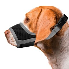 Seyezo dog muzzle soft-mesh closeup demonstrates breathable comfort for daily wear