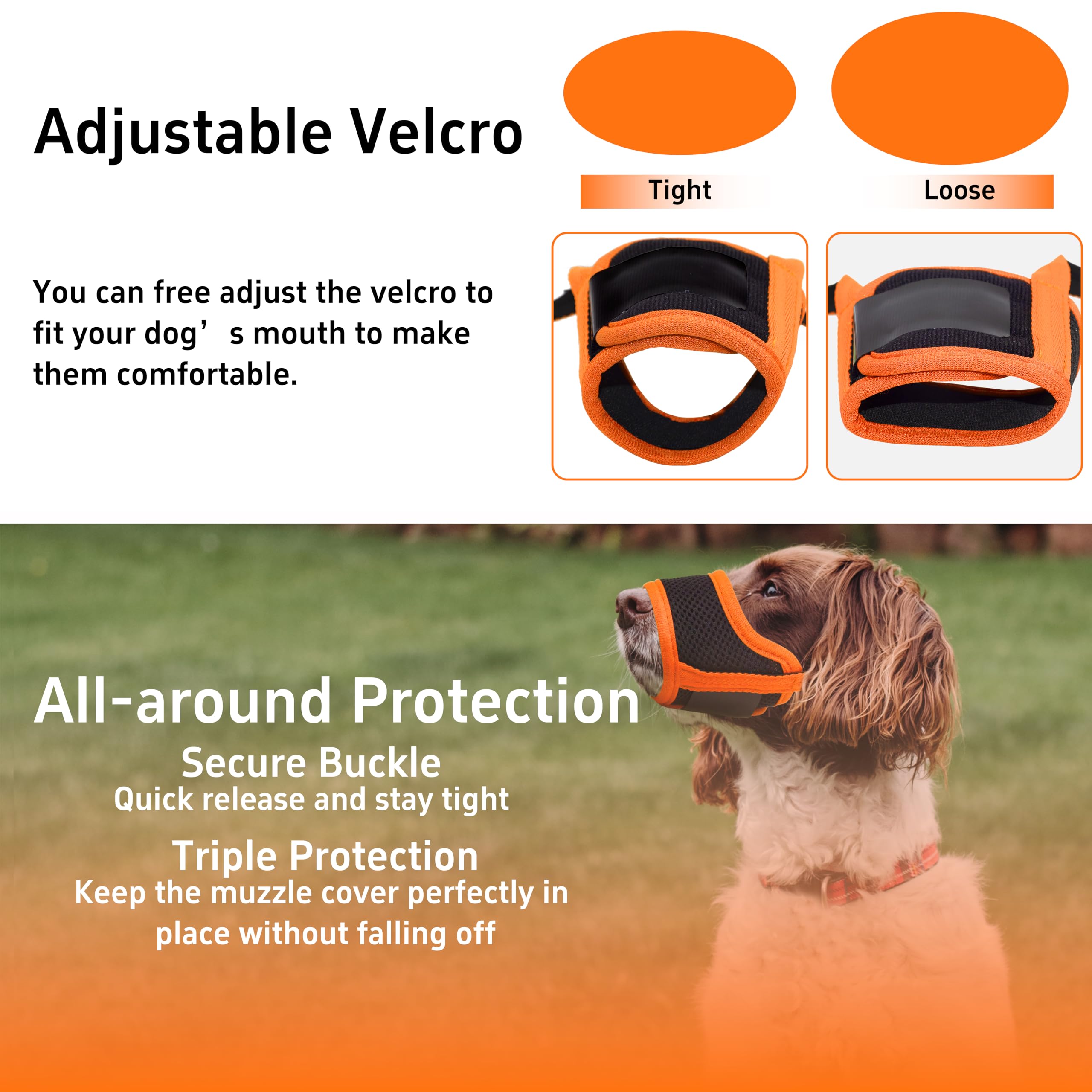 Seyezo easy-wear muzzle orange enables simple on-and-off during vet visits.
