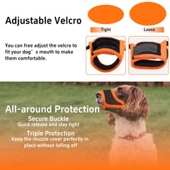 Seyezo easy-wear muzzle orange enables simple on-and-off during vet visits.