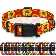 Seyezo floral sunflower dog collar closeup highlights durable fabric for everyday use